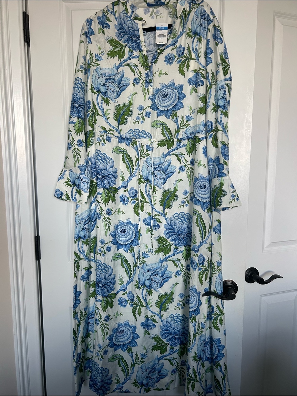 J. McLaughlin Blue and Green Floral Maxi Dress